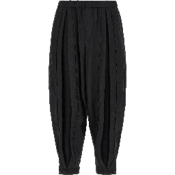 Black Polyester Casual Pants