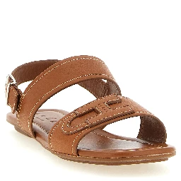 Brown Calfskin Flat Sandals
