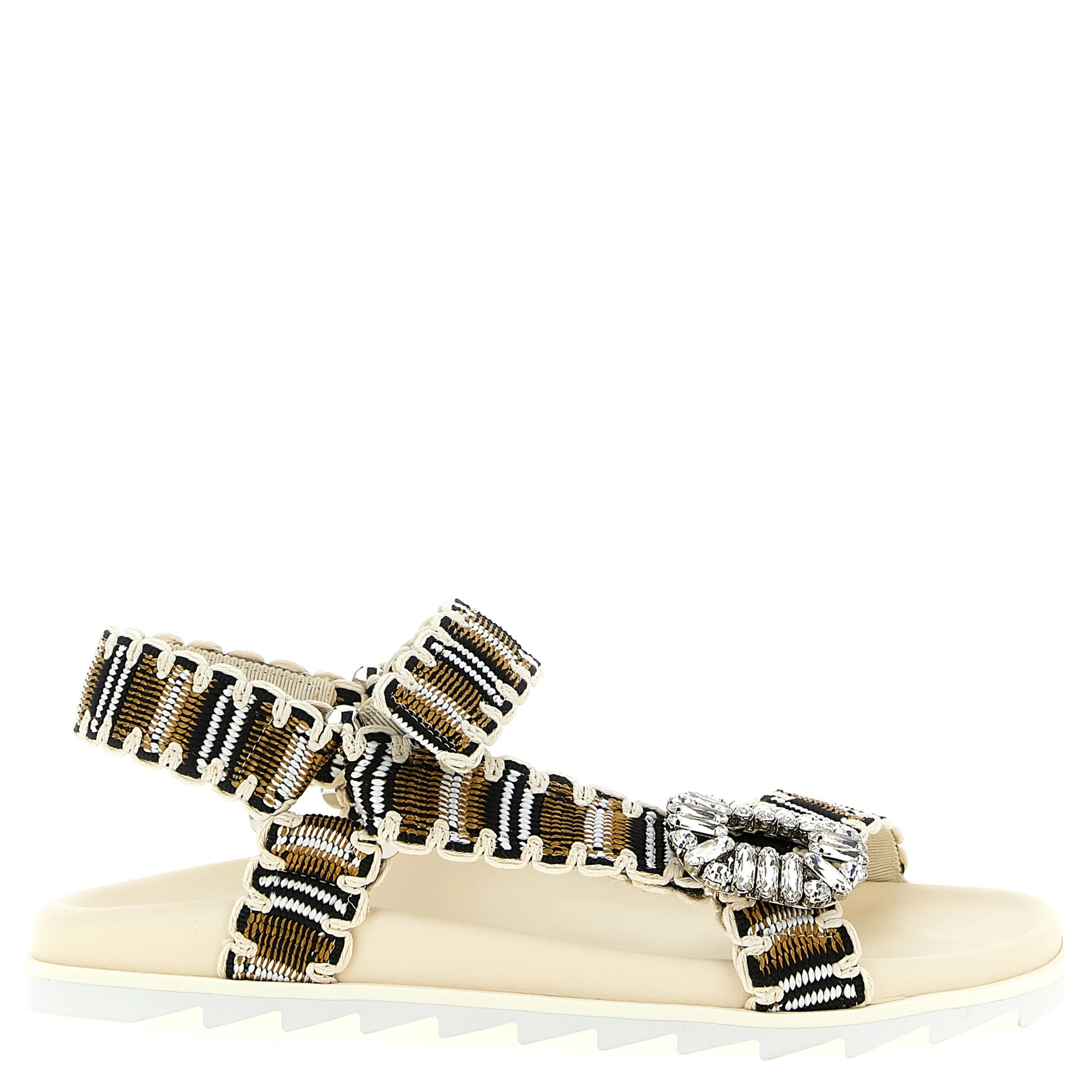 Multicolor Polyester Flat Sandals
