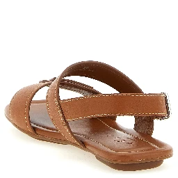 Brown Calfskin Flat Sandals