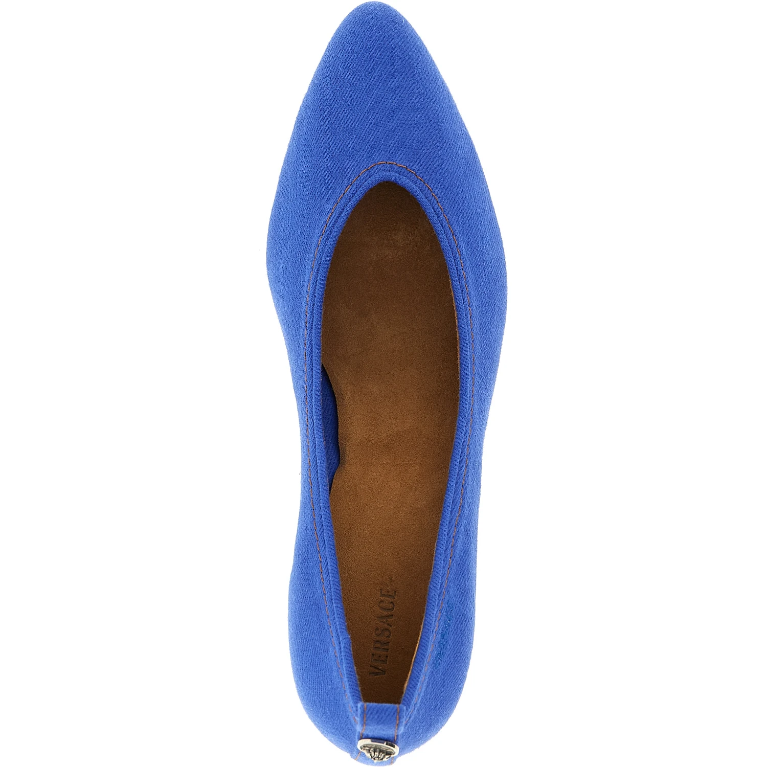 Blue Cotton Mid Heel Pumps