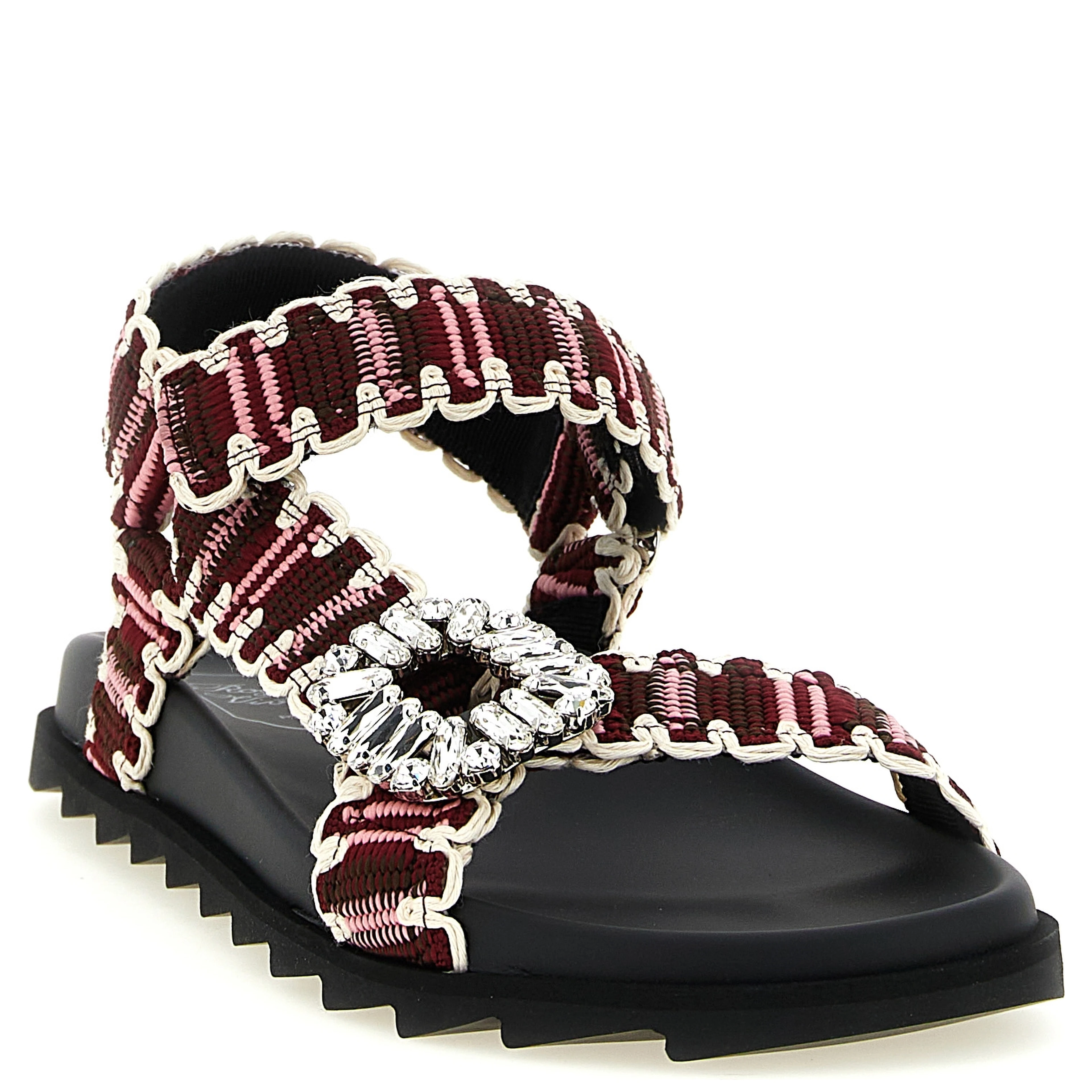Multicolor Polyester Flat Sandals