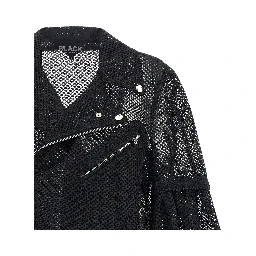 Black Polyester Biker Jacket
