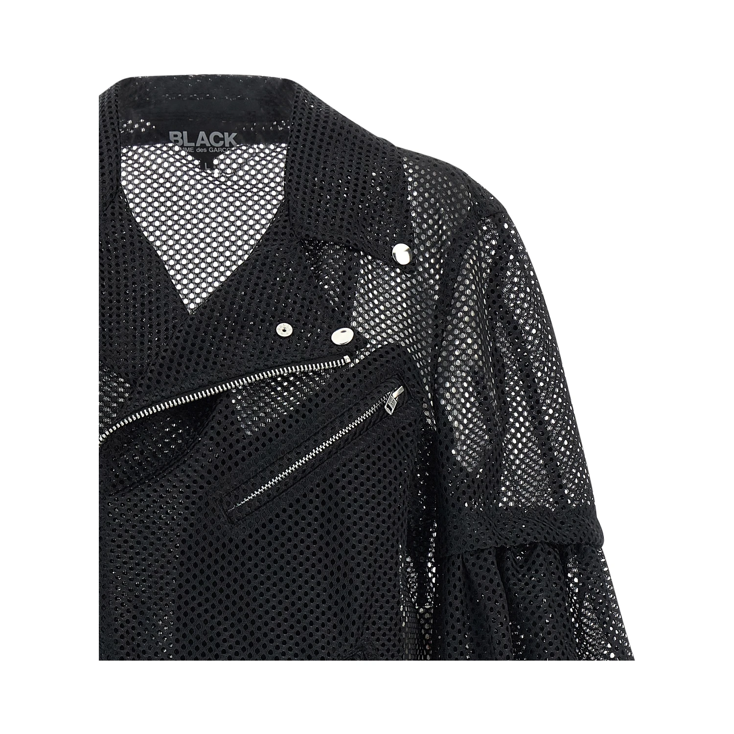 Black Polyester Biker Jacket
