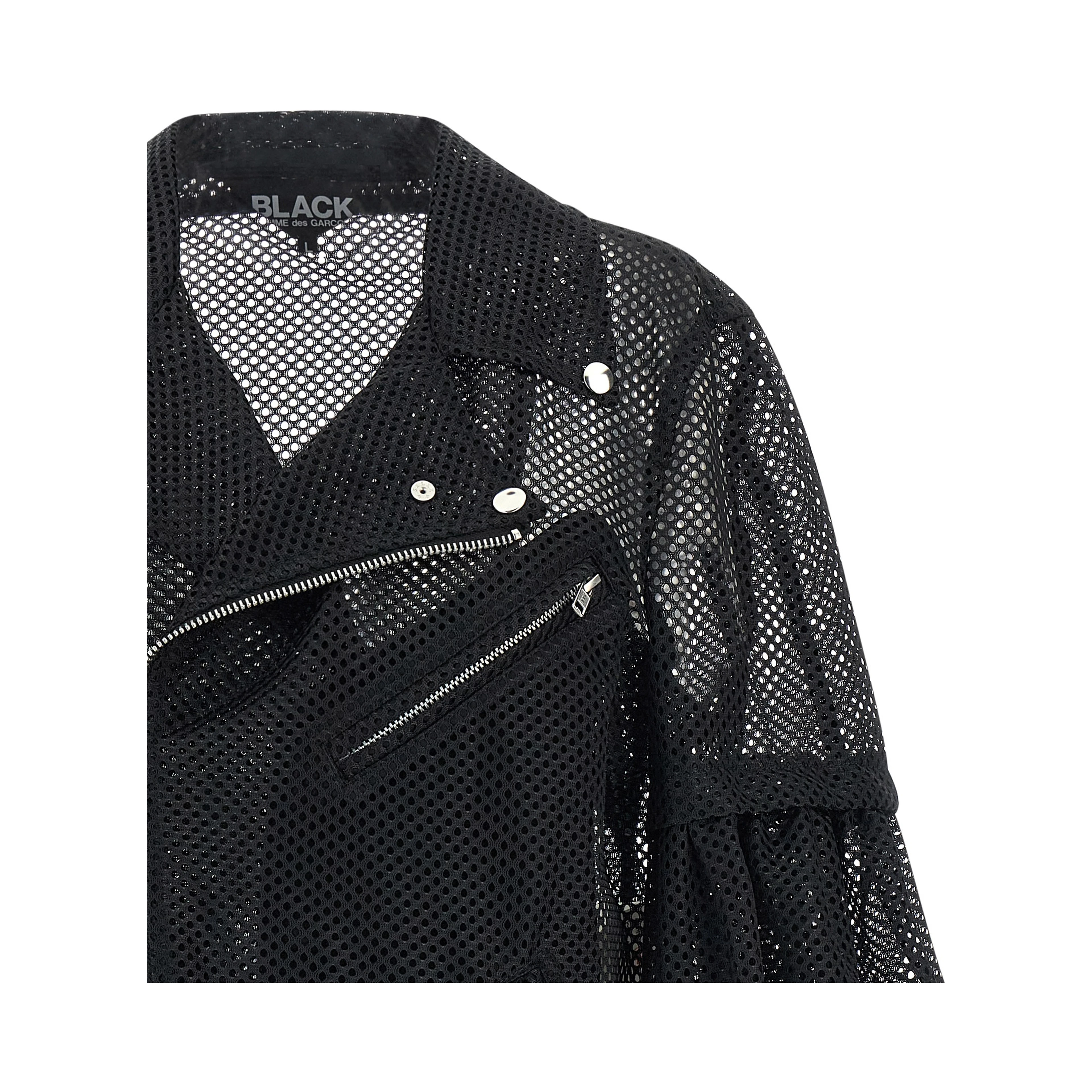 Black Polyester Biker Jacket