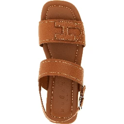 Brown Calfskin Flat Sandals