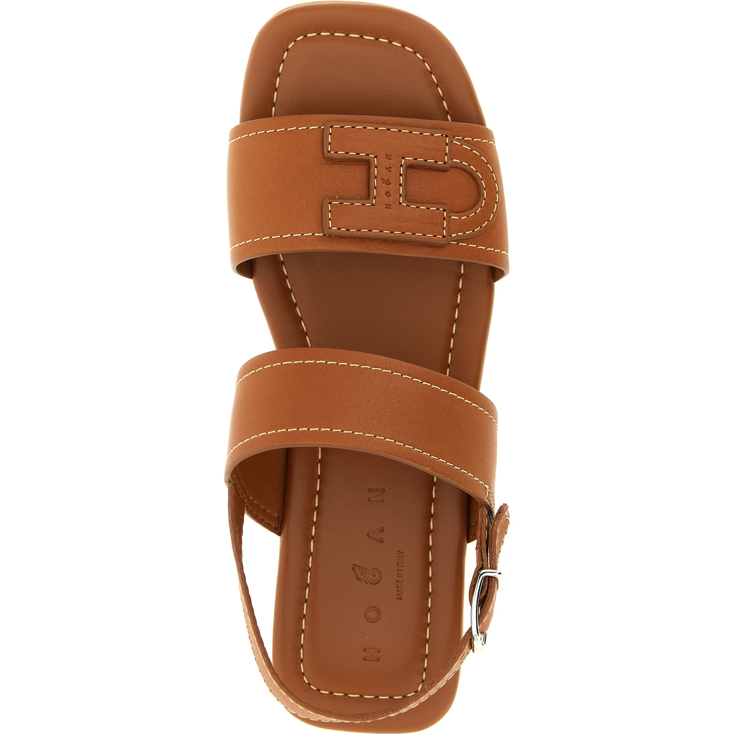 Brown Calfskin Flat Sandals