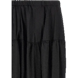 Black Polyester Casual Pants