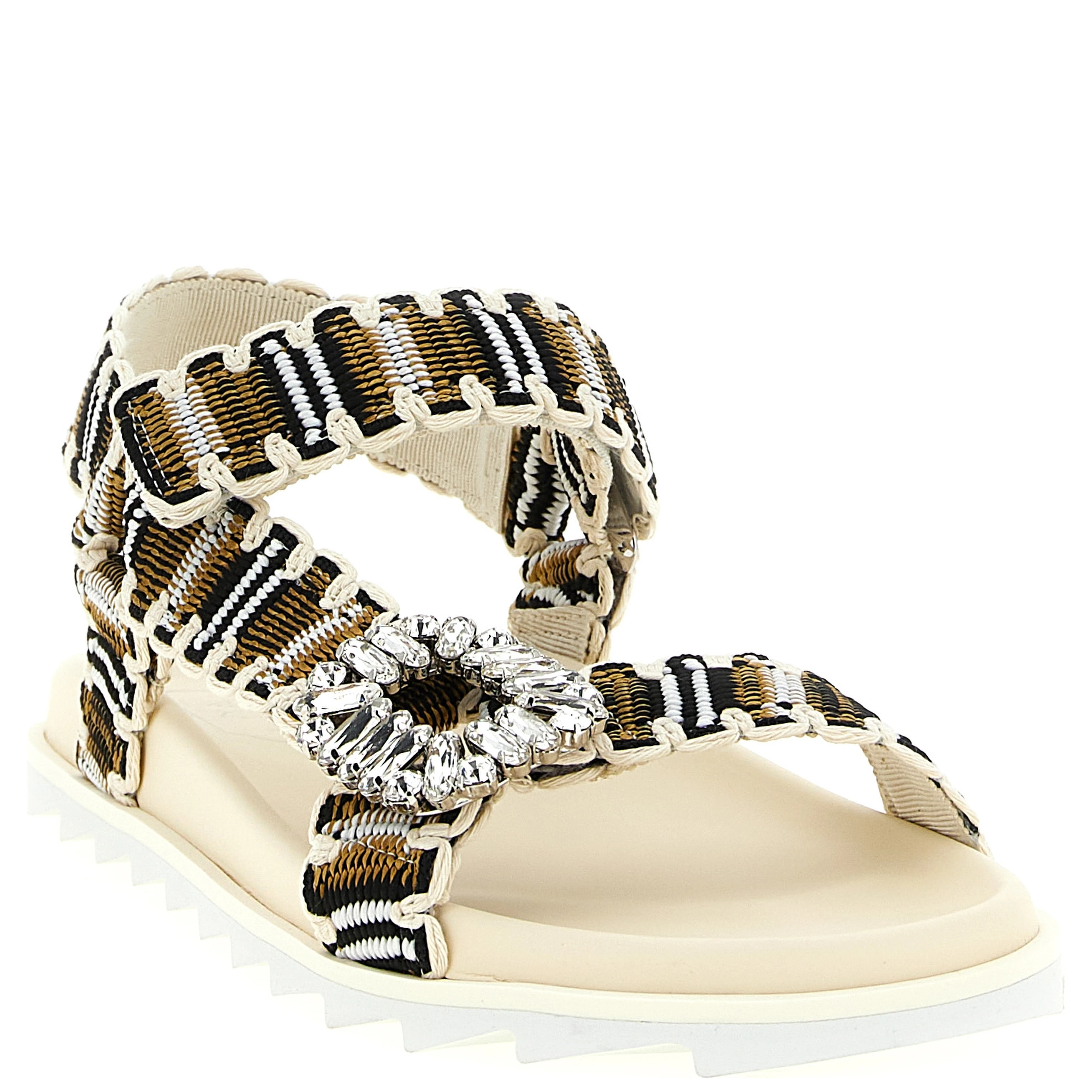 Multicolor Polyester Flat Sandals