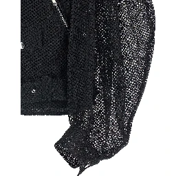 Black Polyester Biker Jacket