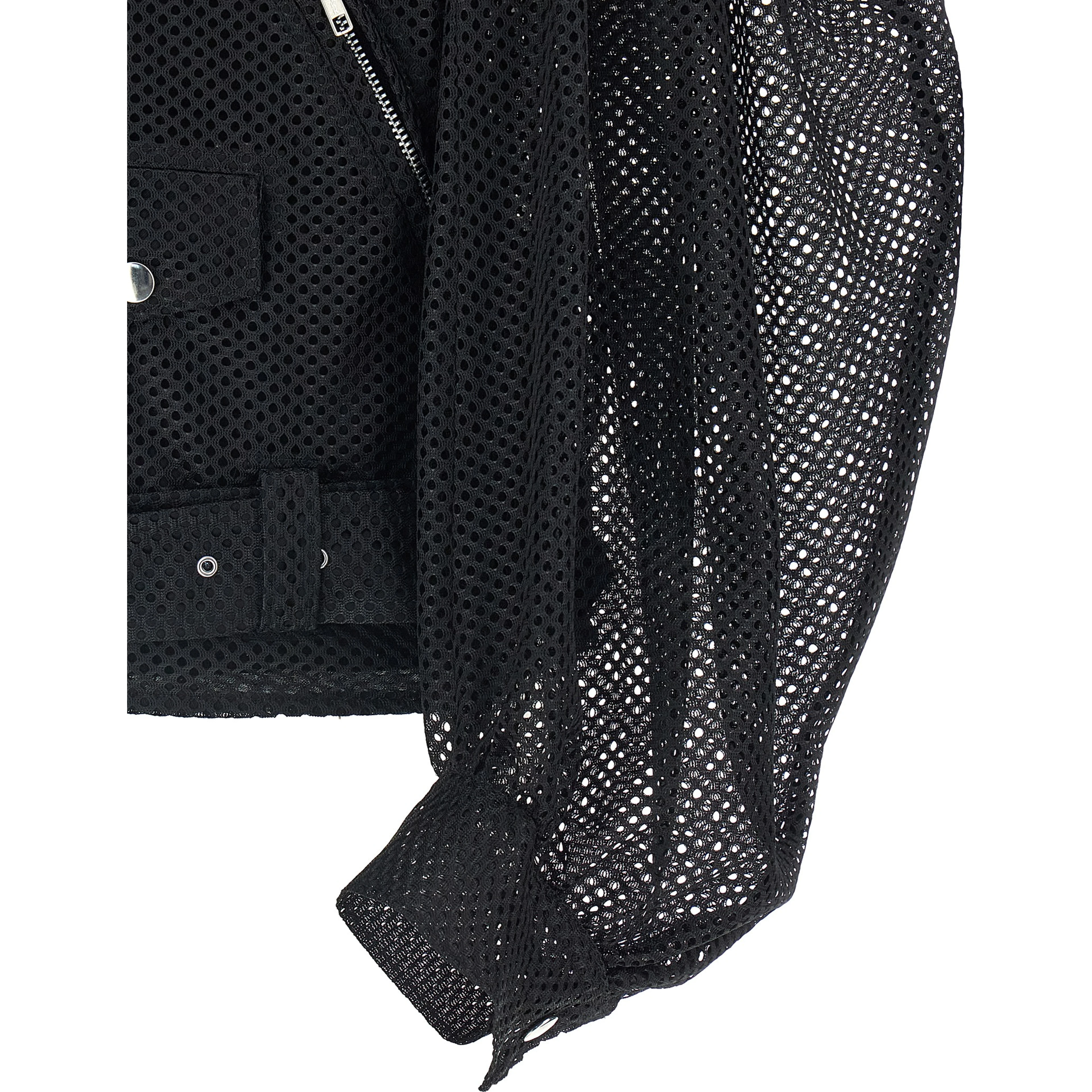 Black Polyester Biker Jacket