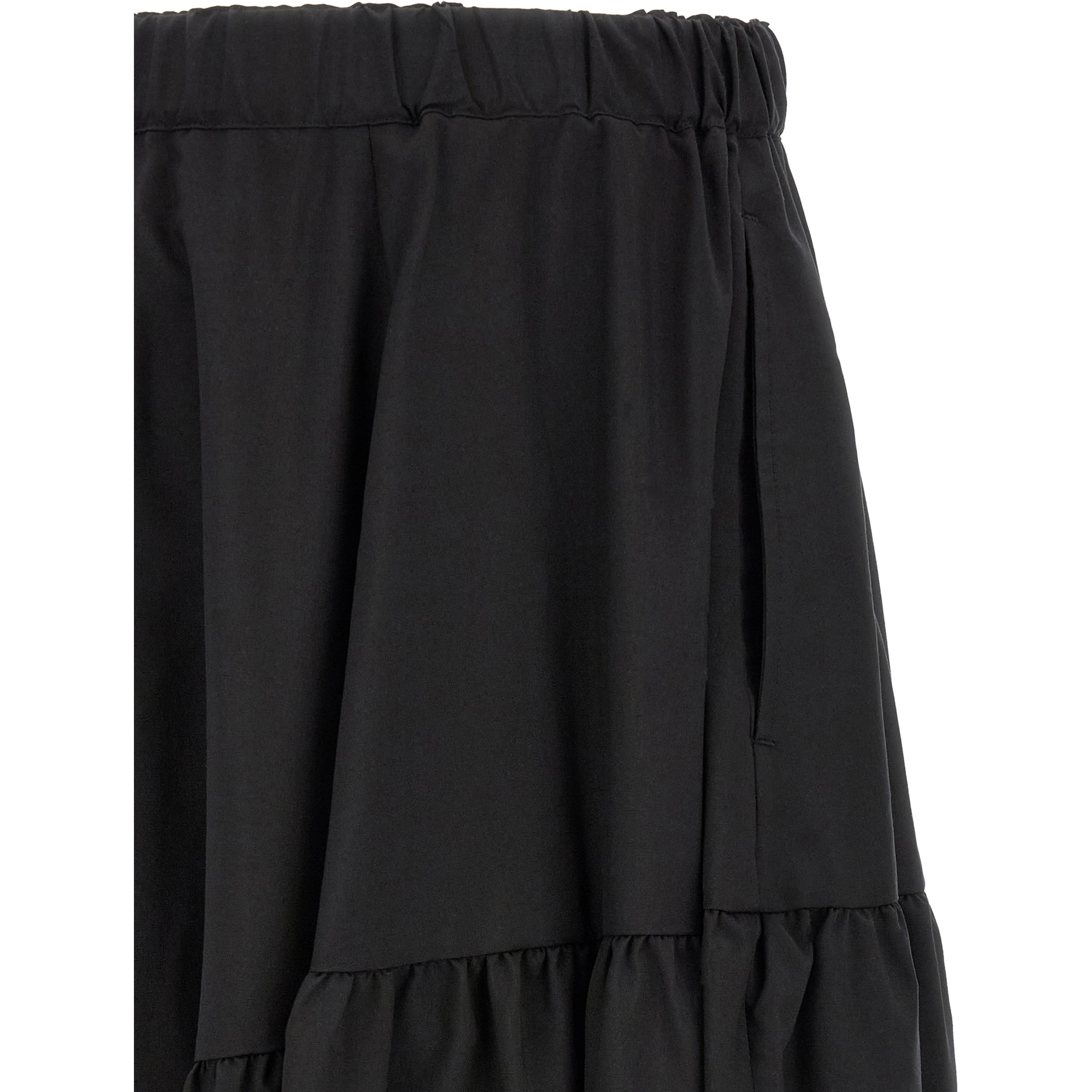 Black Polyester Casual Pants