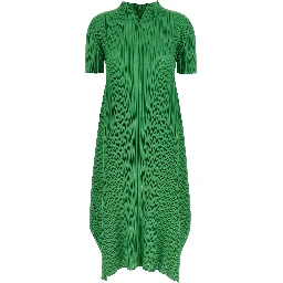 Bicolor Polyester Midi Dress