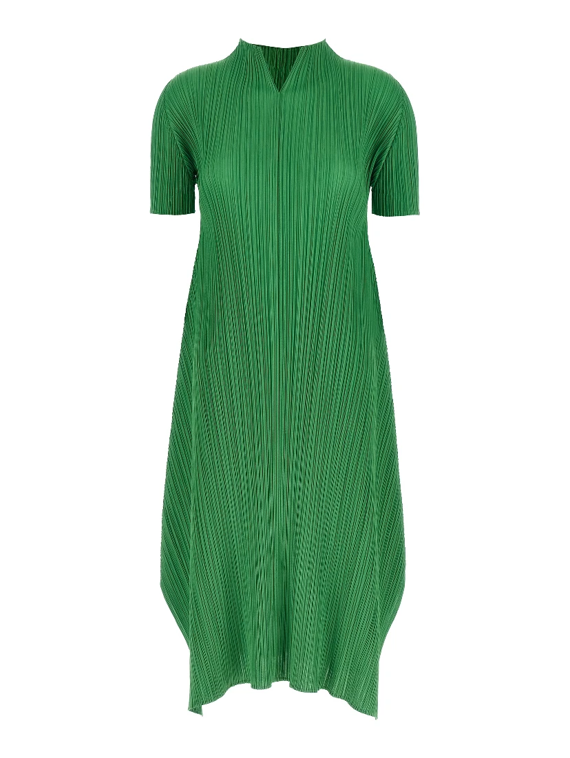 Bicolor Polyester Midi Dress