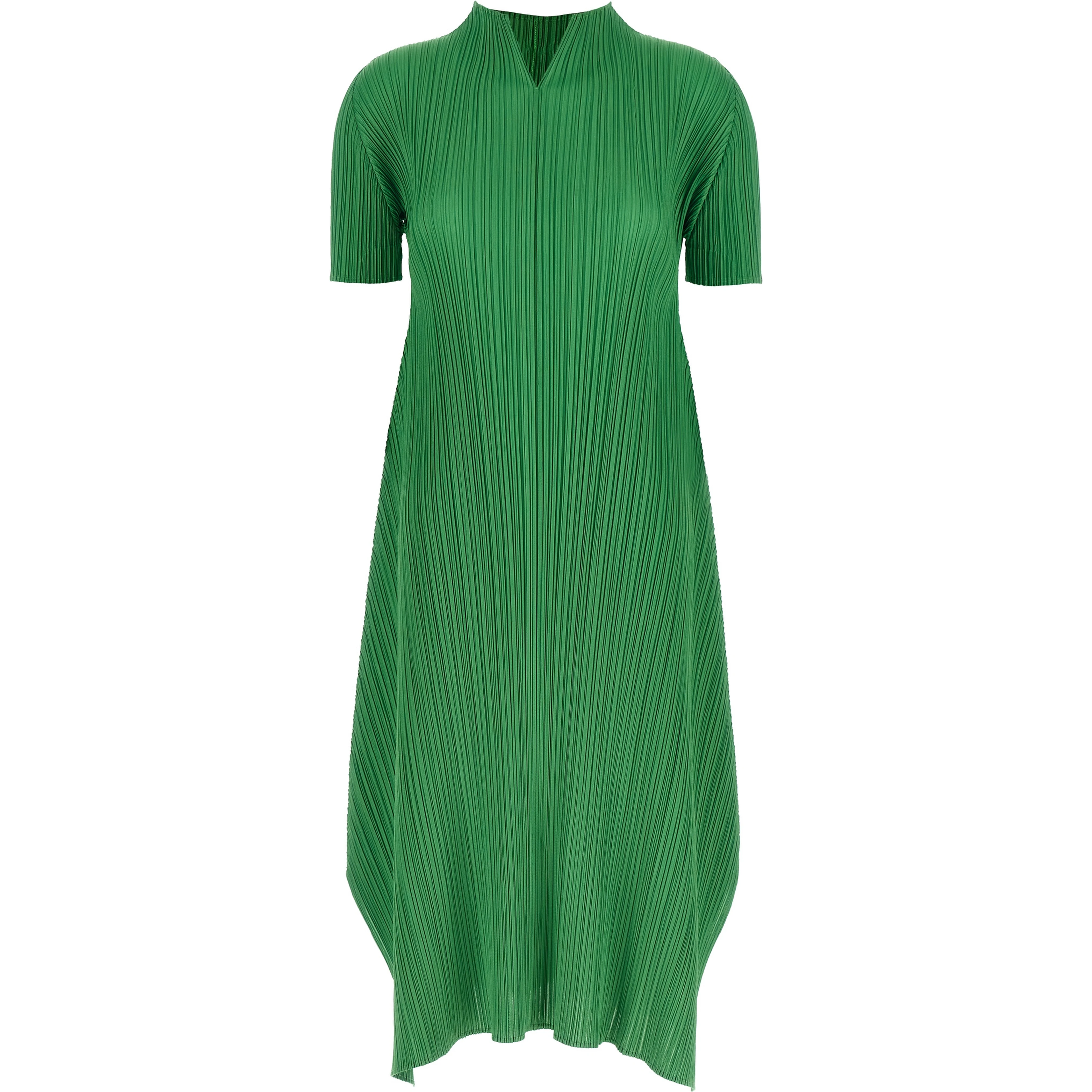 Bicolor Polyester Midi Dress