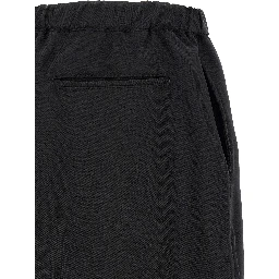 Black Polyester Casual Pants