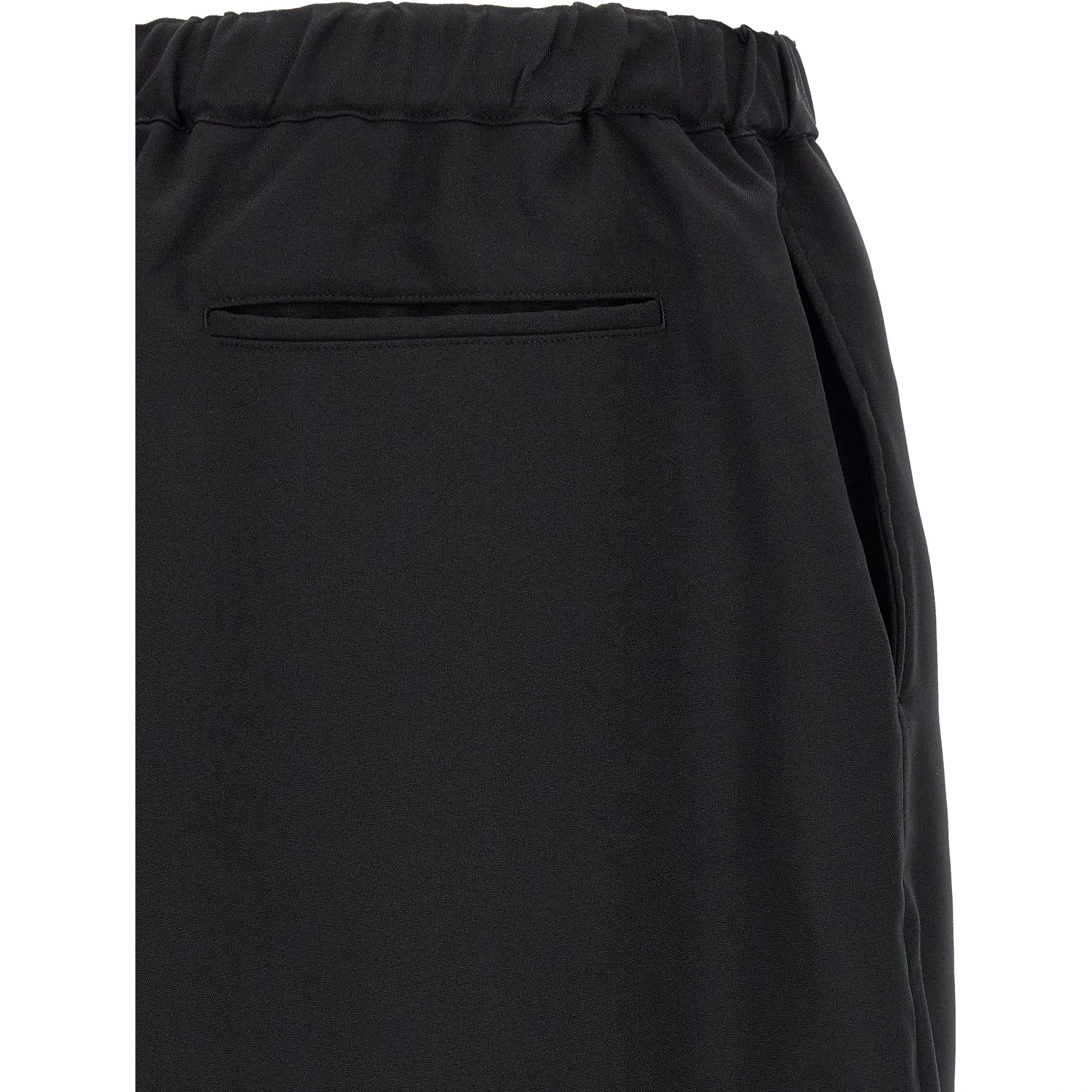 Black Polyester Casual Pants