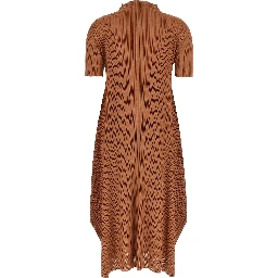 Brown Polyester Midi Dress