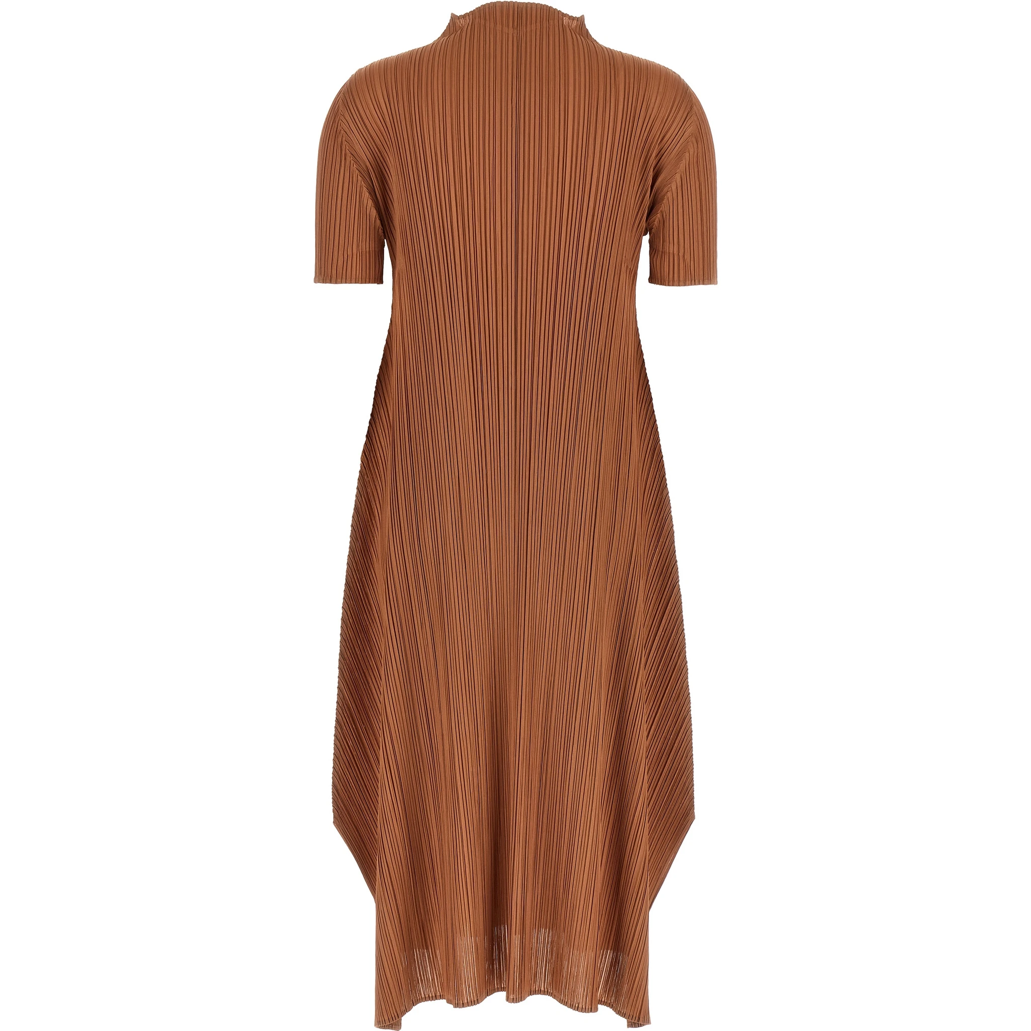 Brown Polyester Midi Dress
