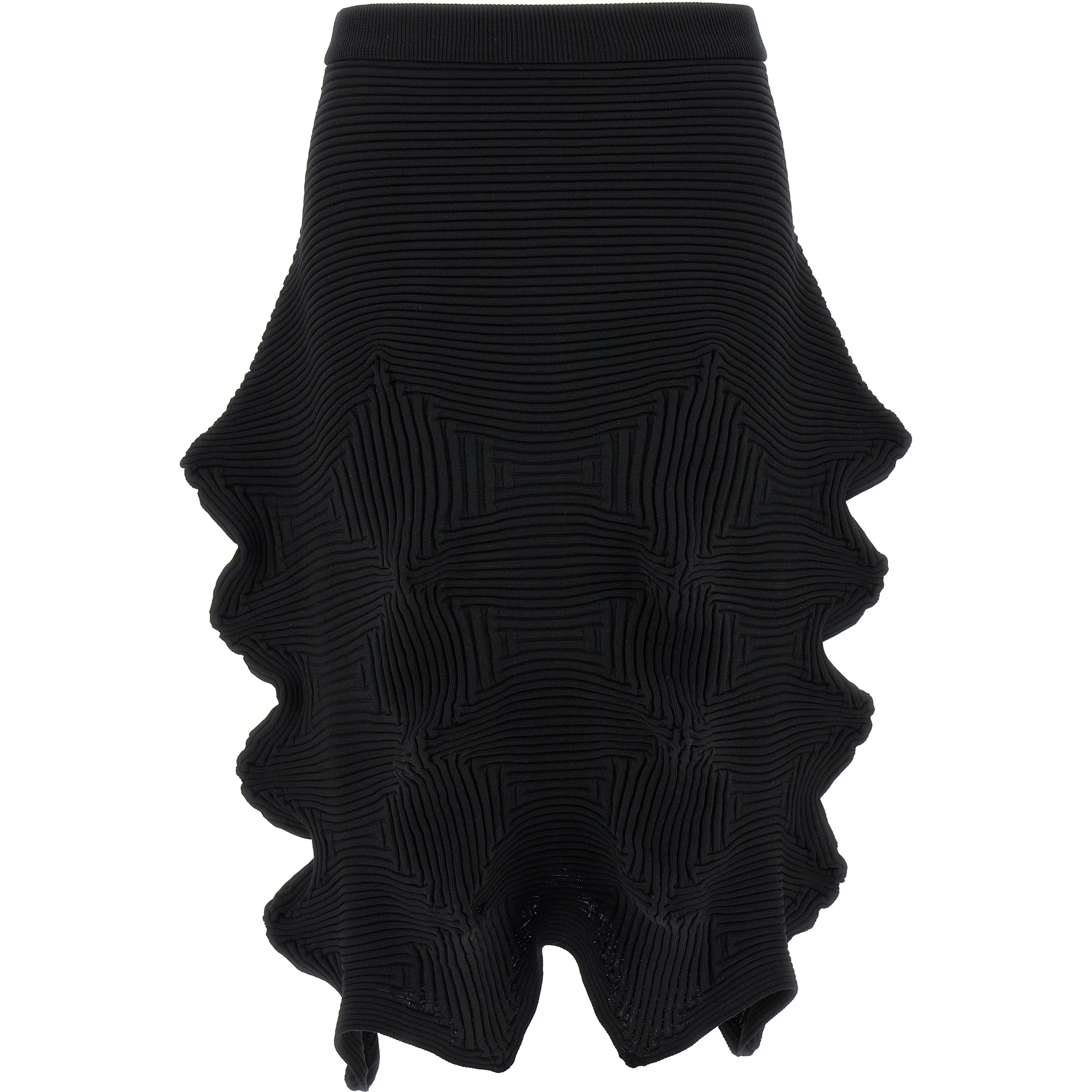 Black Polyester Midi Skirt