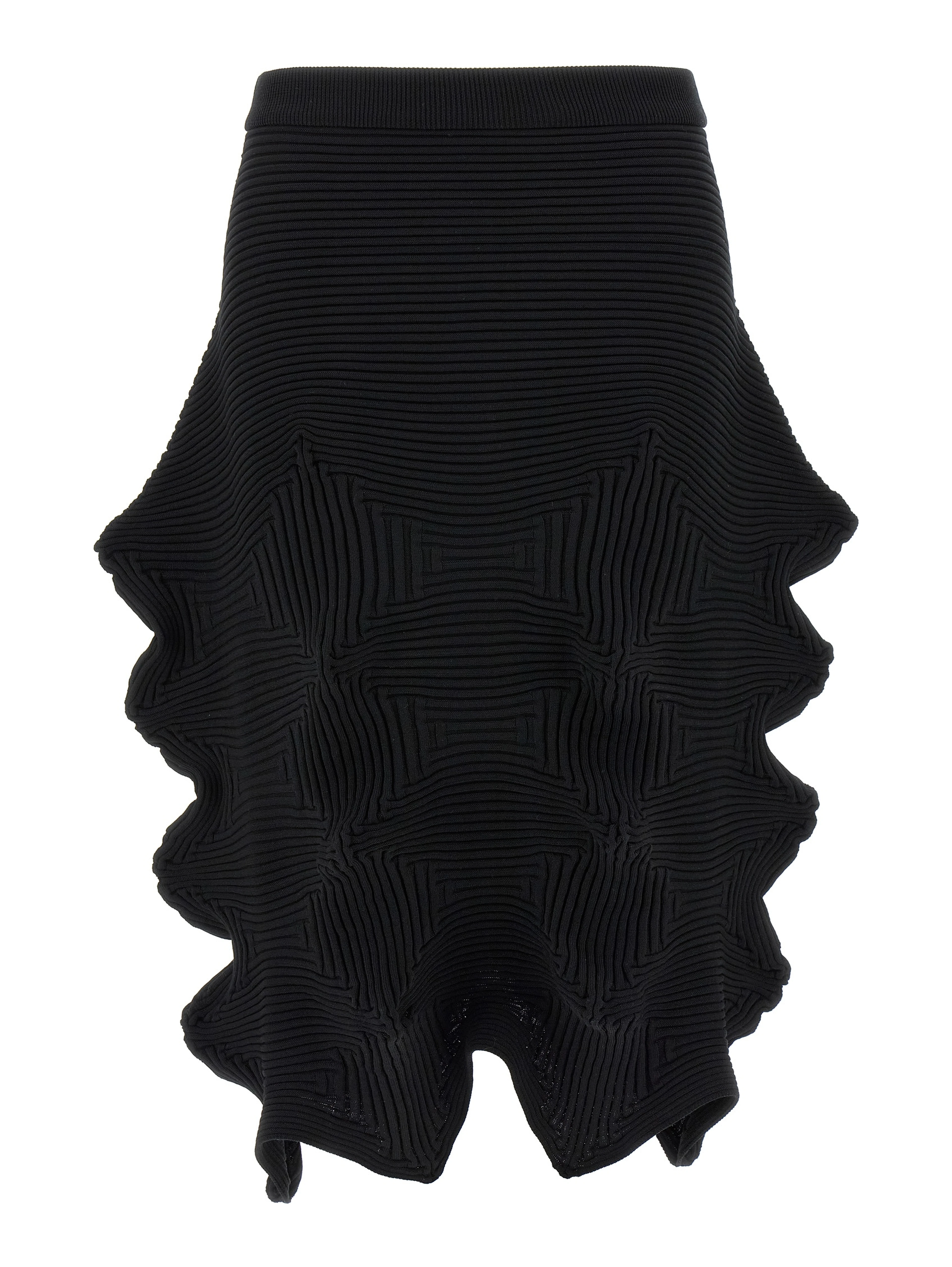 Black Polyester Midi Skirt