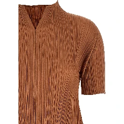 Brown Polyester Midi Dress