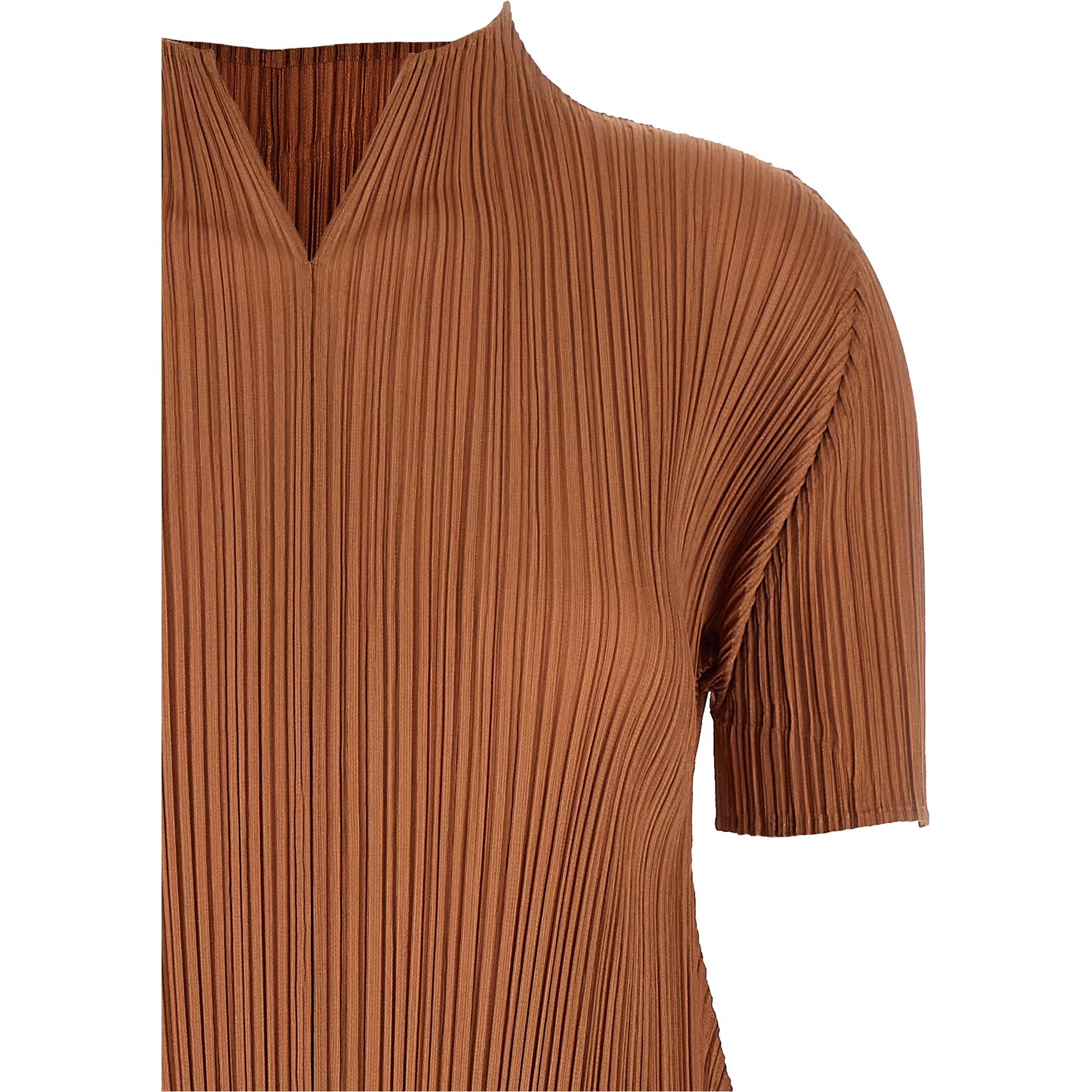 Brown Polyester Midi Dress