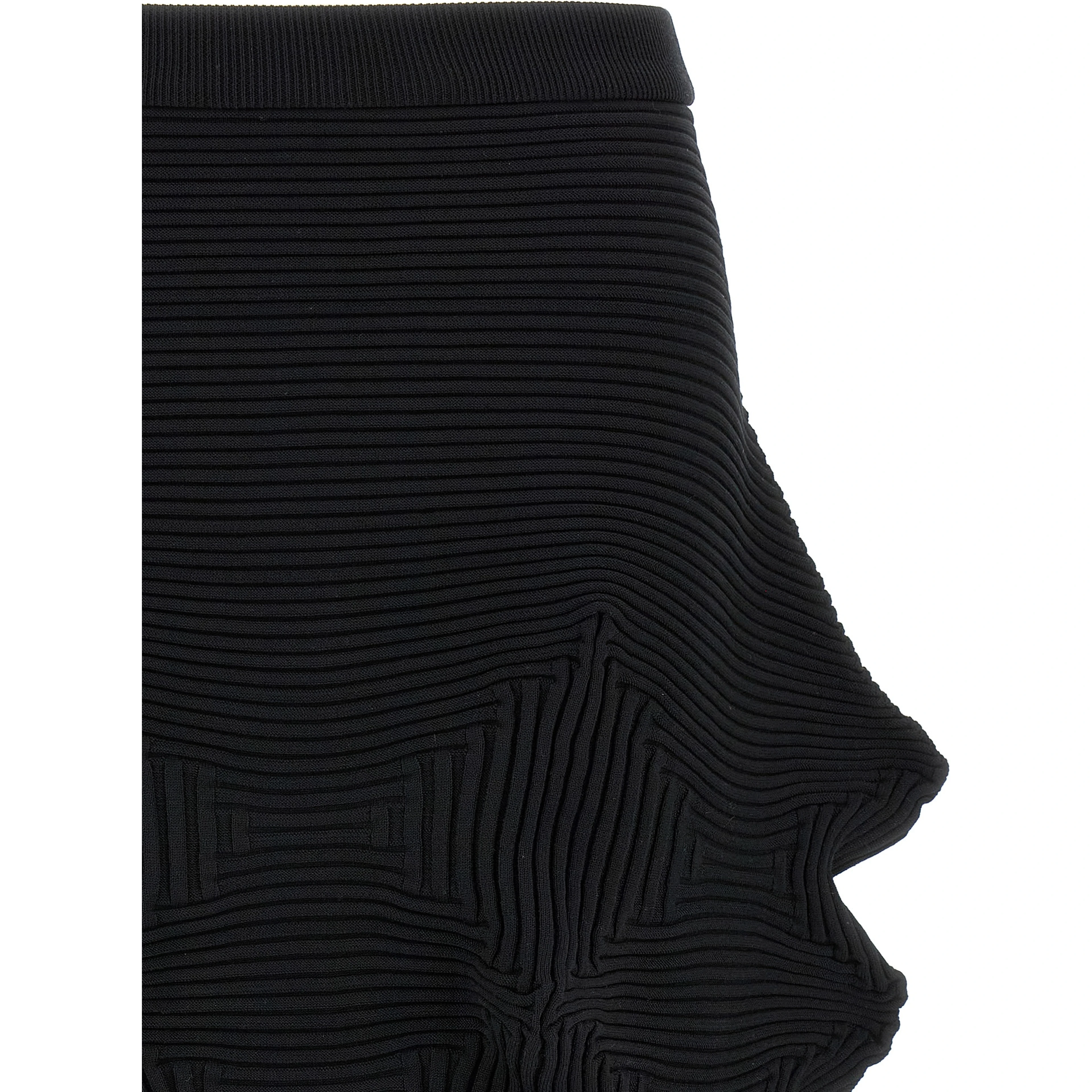 Black Polyester Midi Skirt