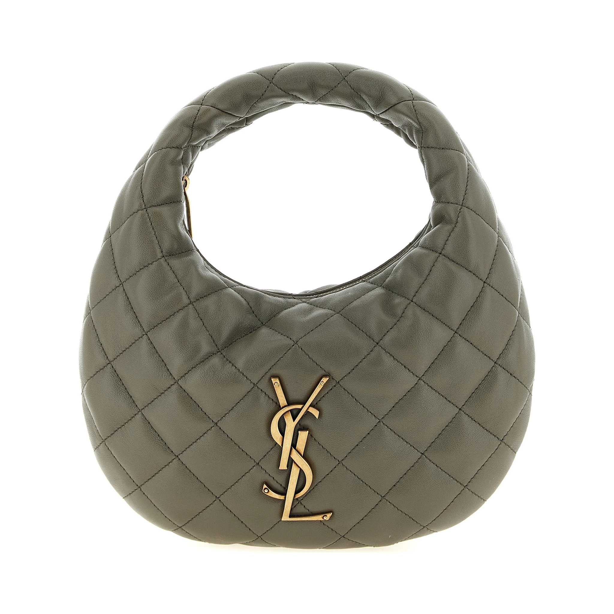 Gray Lamb Leather Handbag