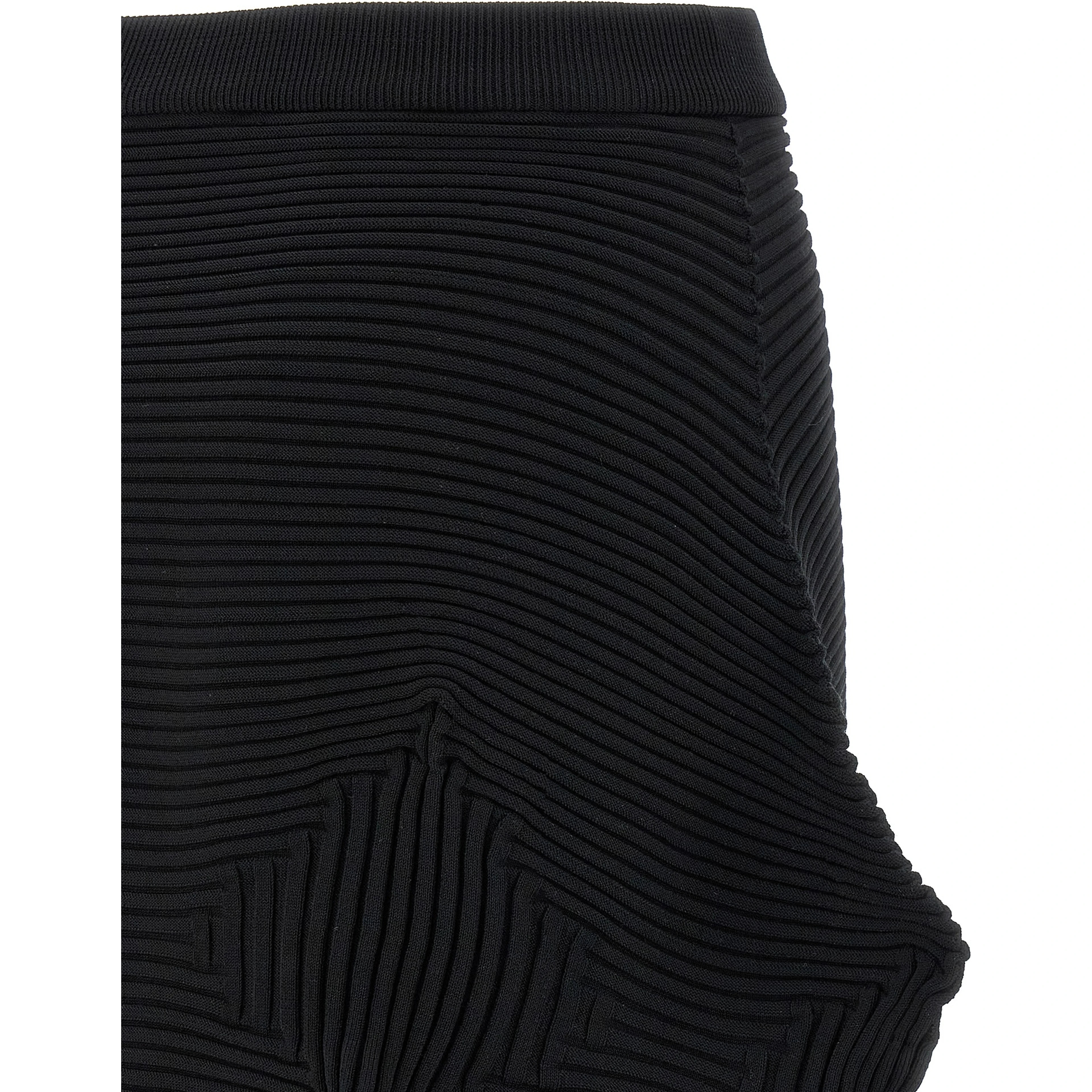 Black Polyester Midi Skirt
