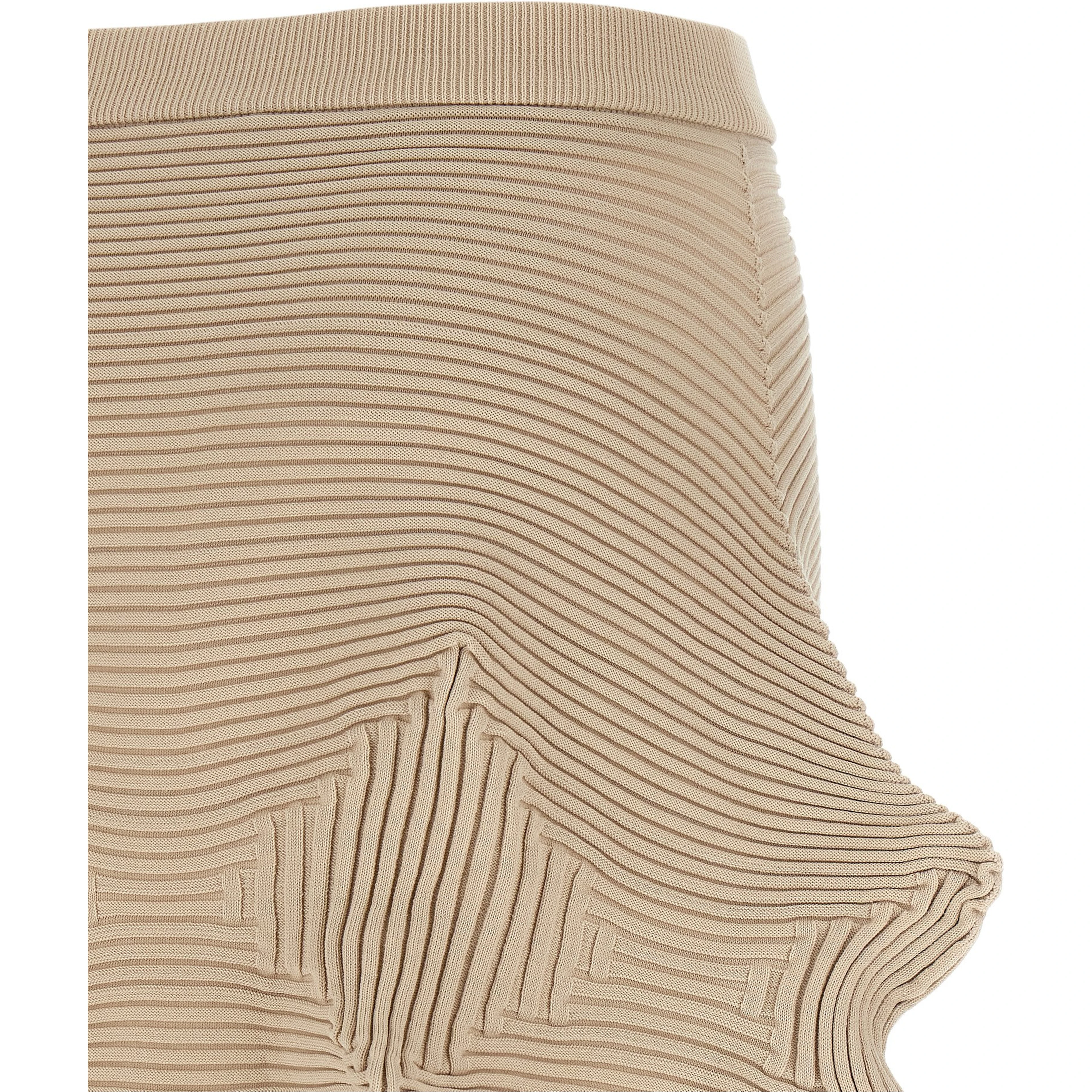 Beige Polyester Midi Skirt