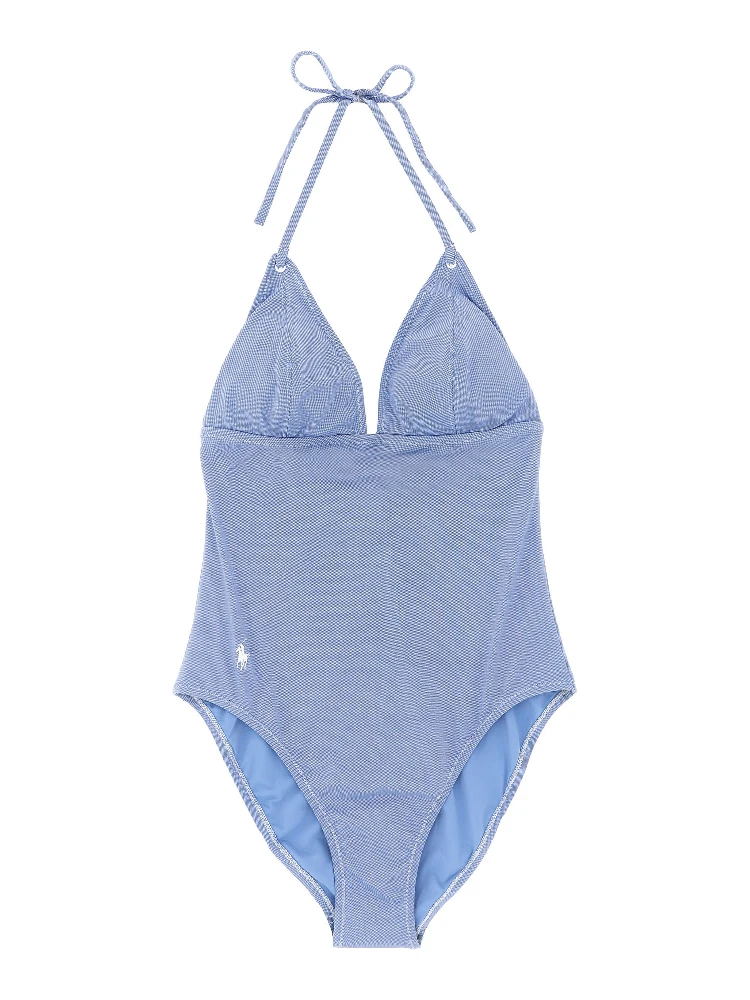 Blue Nylon One-Piece Swimsuit
