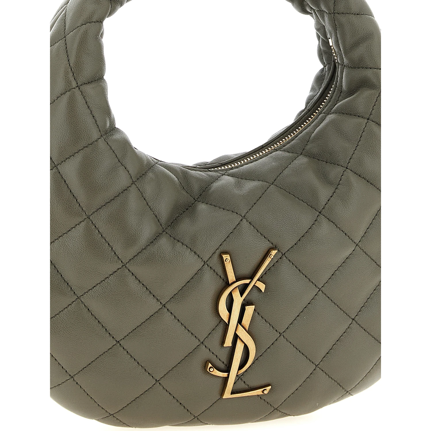 Gray Lamb Leather Handbag