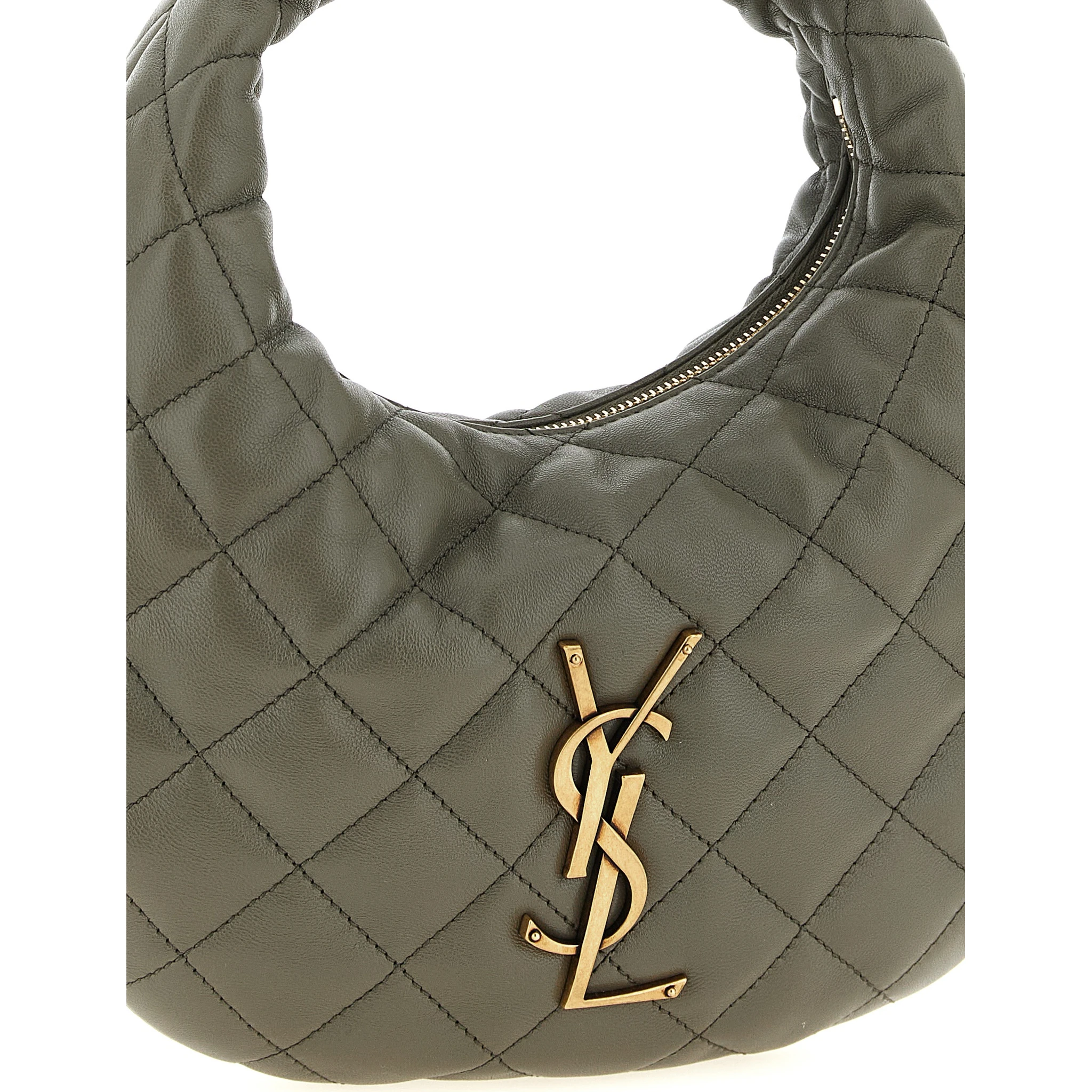 Gray Lamb Leather Handbag
