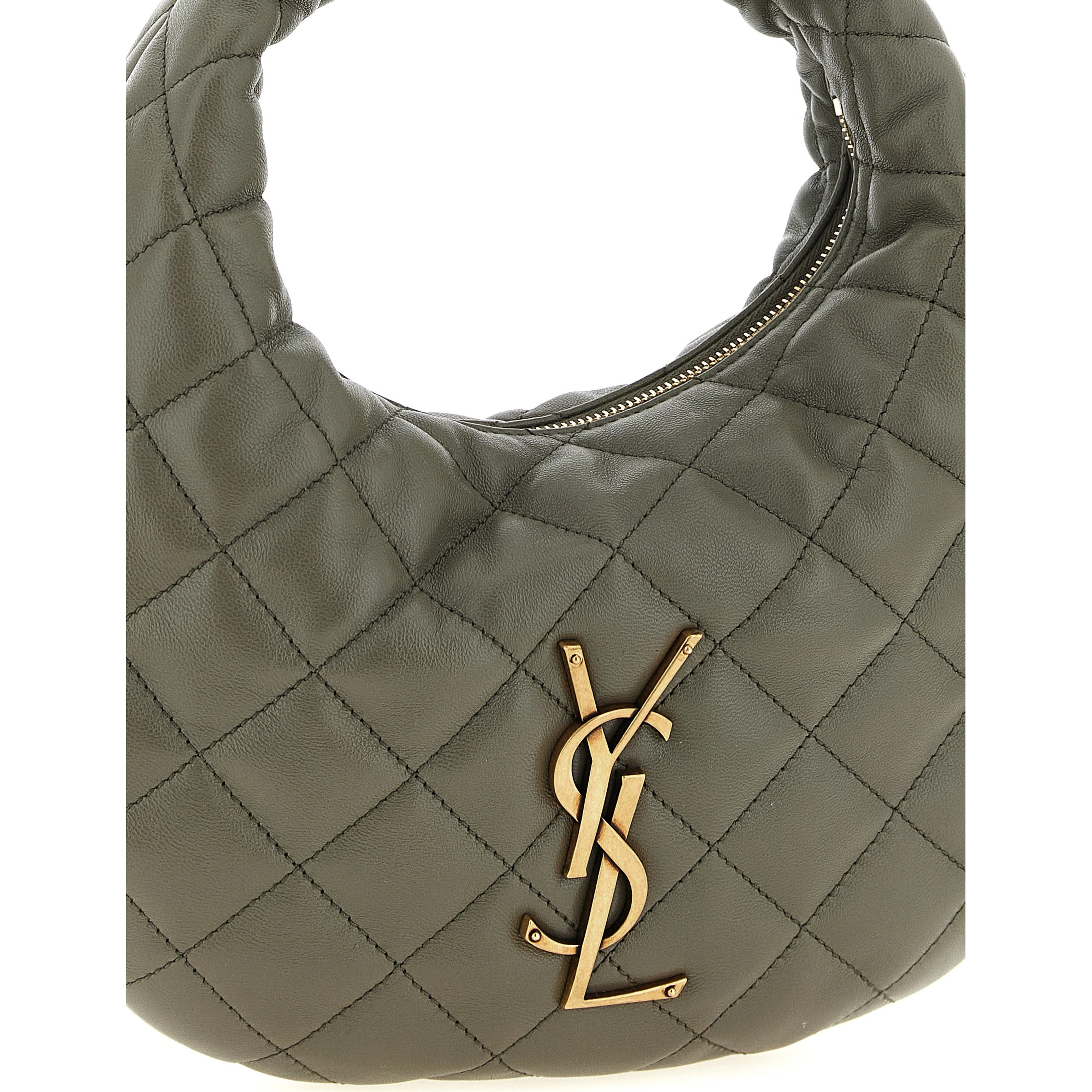 Gray Lamb Leather Handbag