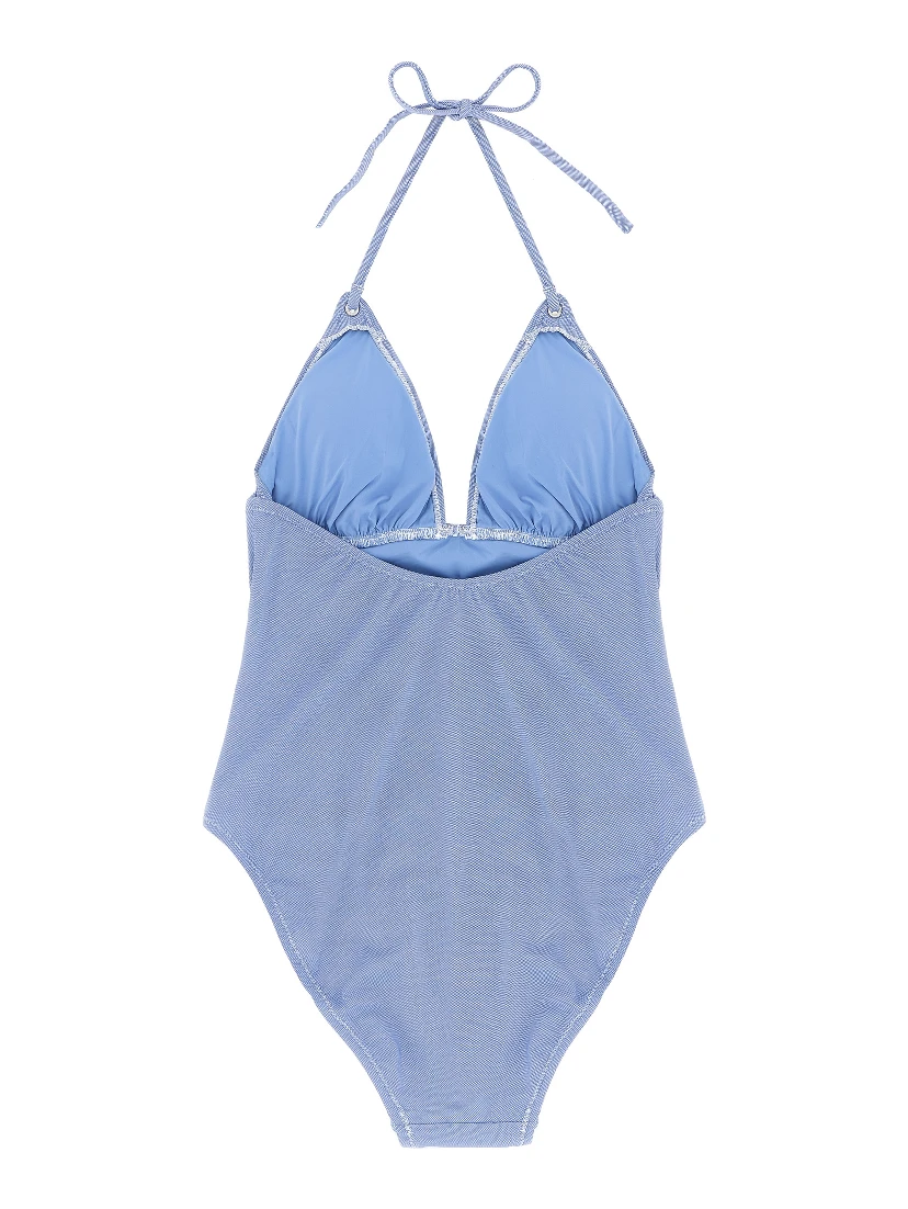 Blue Nylon One-Piece Swimsuit