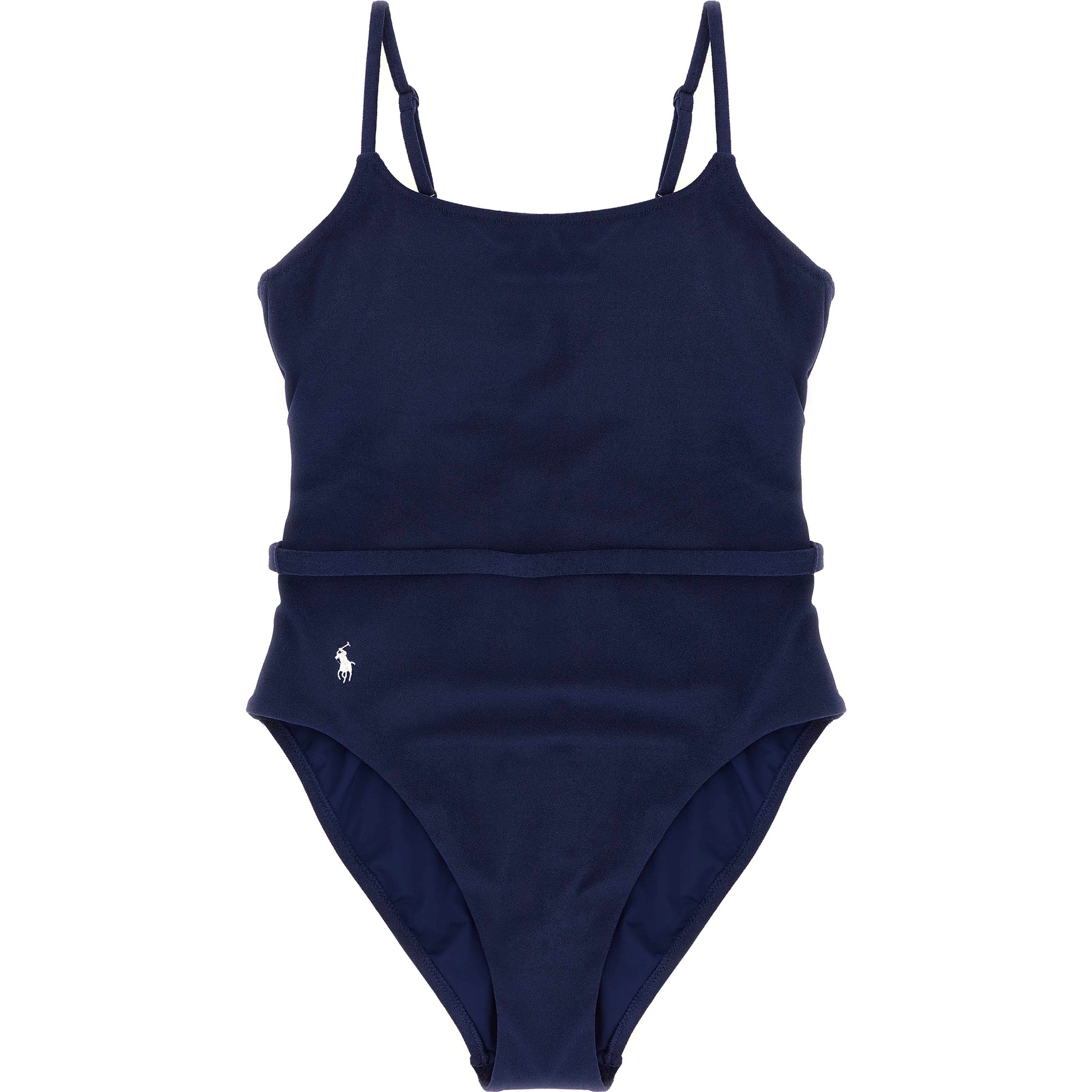 Blue Polyester One-Piece Swimsuit