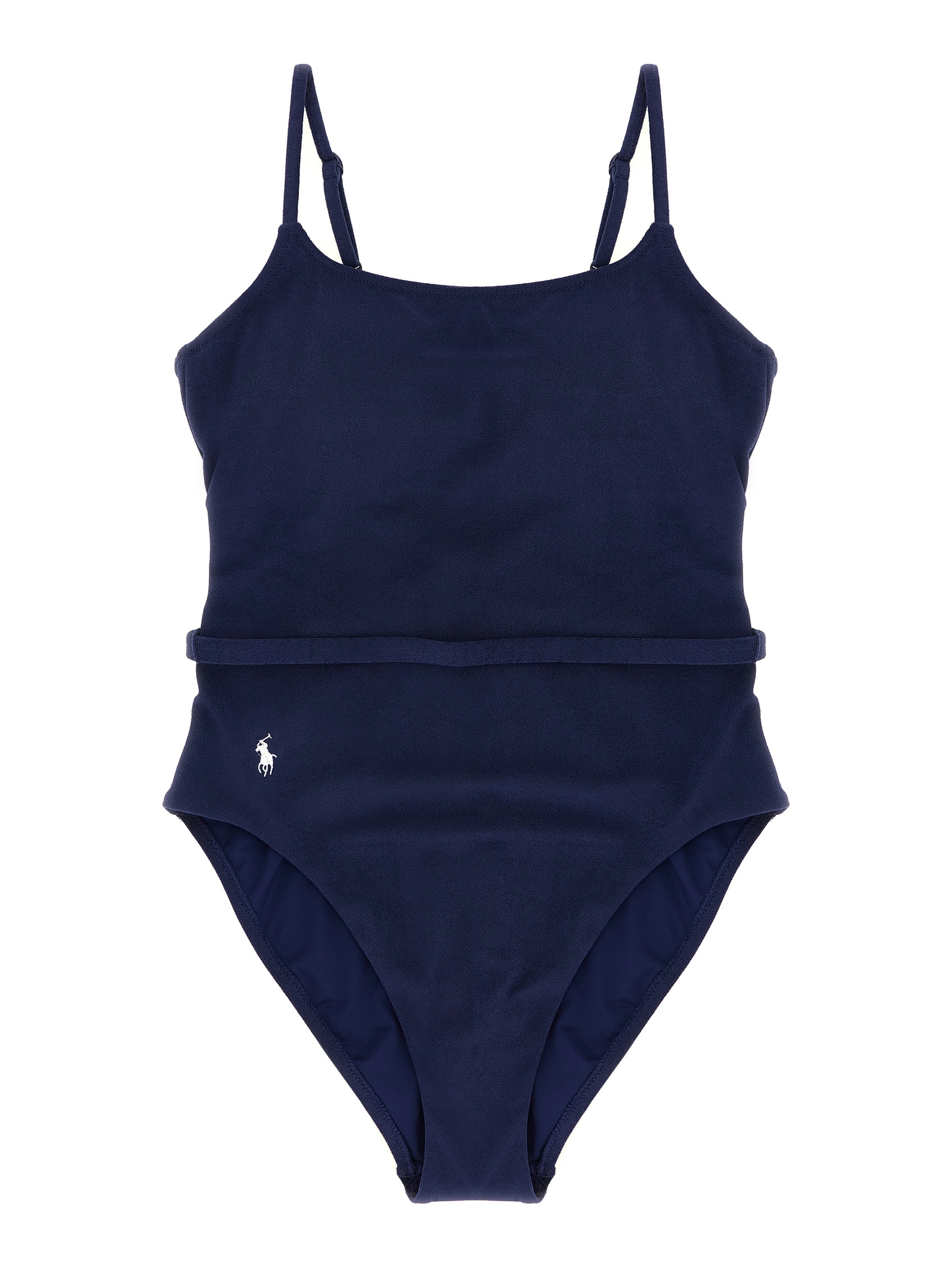 Blue Polyester One-Piece Swimsuit