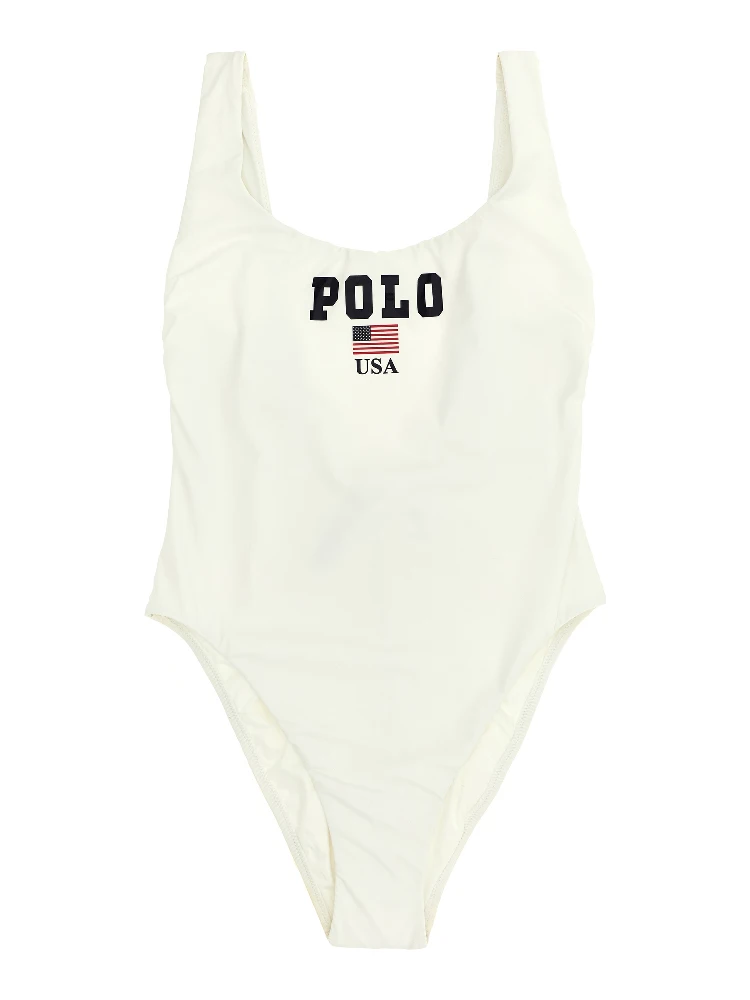 White Nylon One-Piece Swimsuit