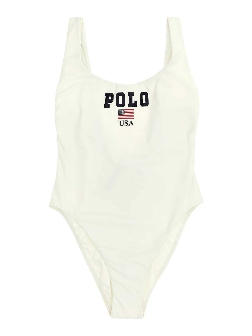 White Nylon One-Piece Swimsuit