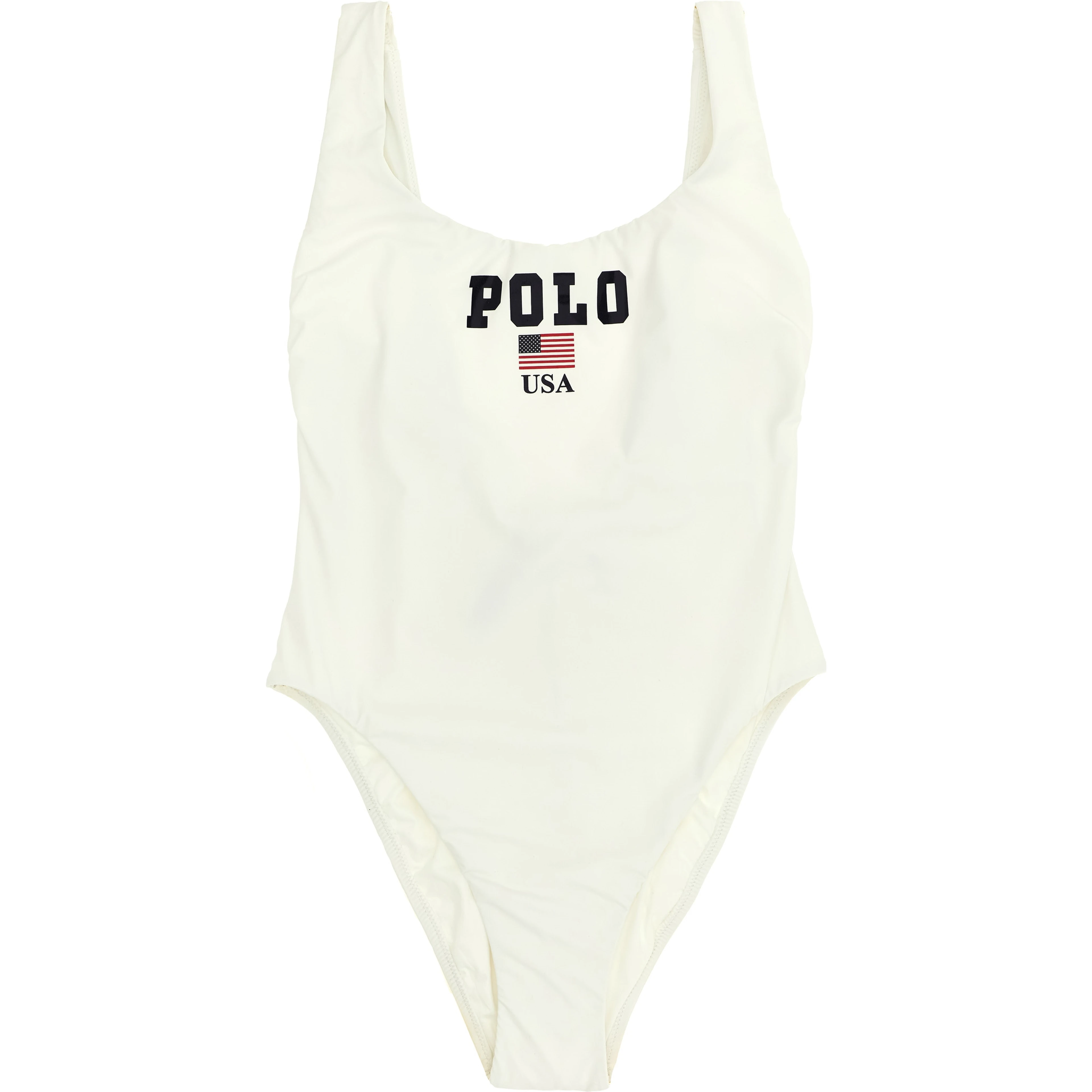 White Nylon One-Piece Swimsuit
