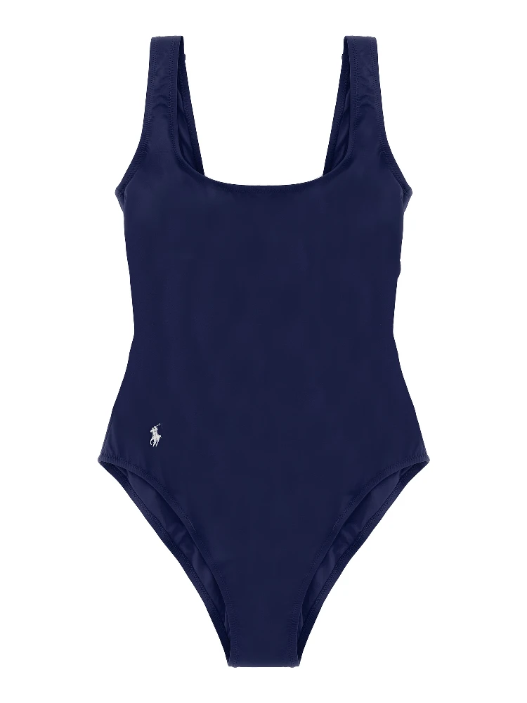 Blue Nylon One-Piece Swimsuit