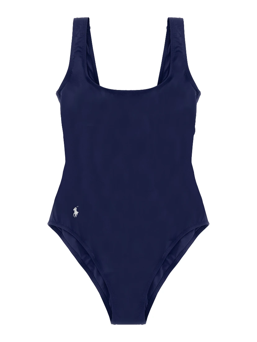 Blue Nylon One-Piece Swimsuit