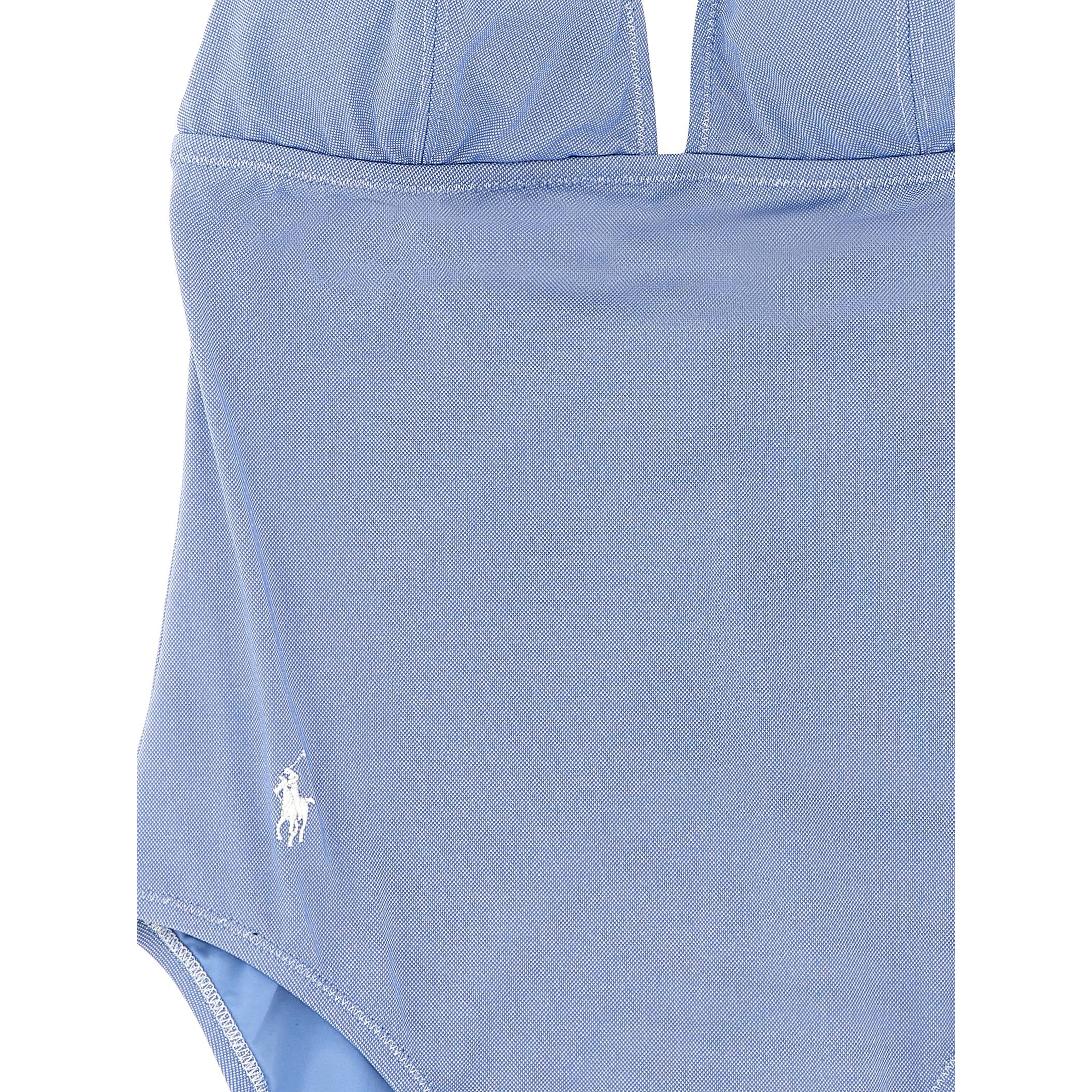 Blue Nylon One-Piece Swimsuit