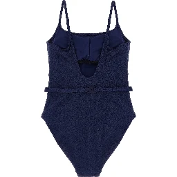 Blue Polyester One-Piece Swimsuit