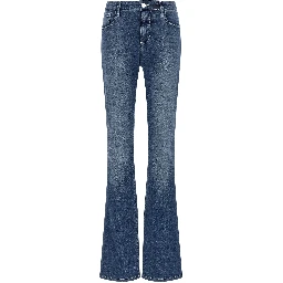Blue Cotton Flared Jeans