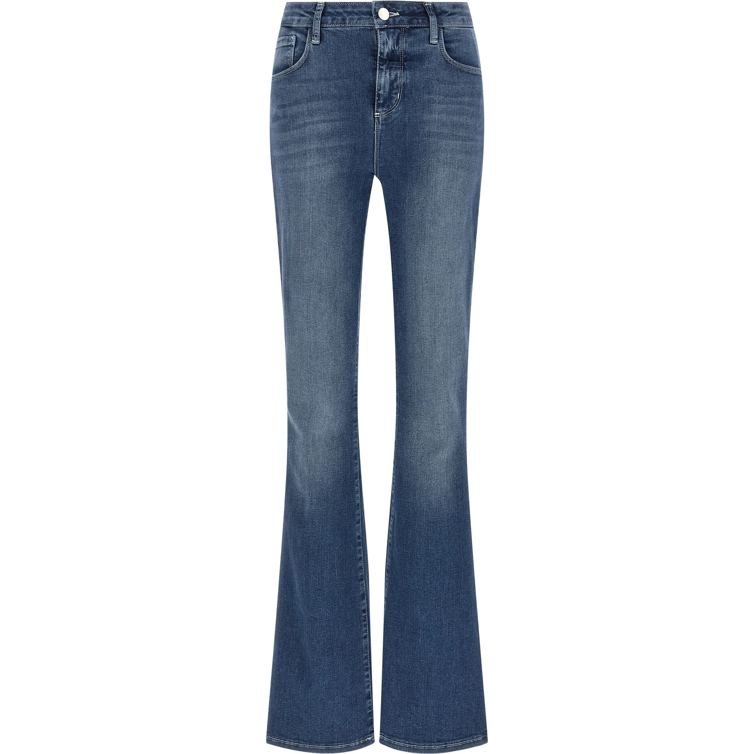 Blue Cotton Flared Jeans
