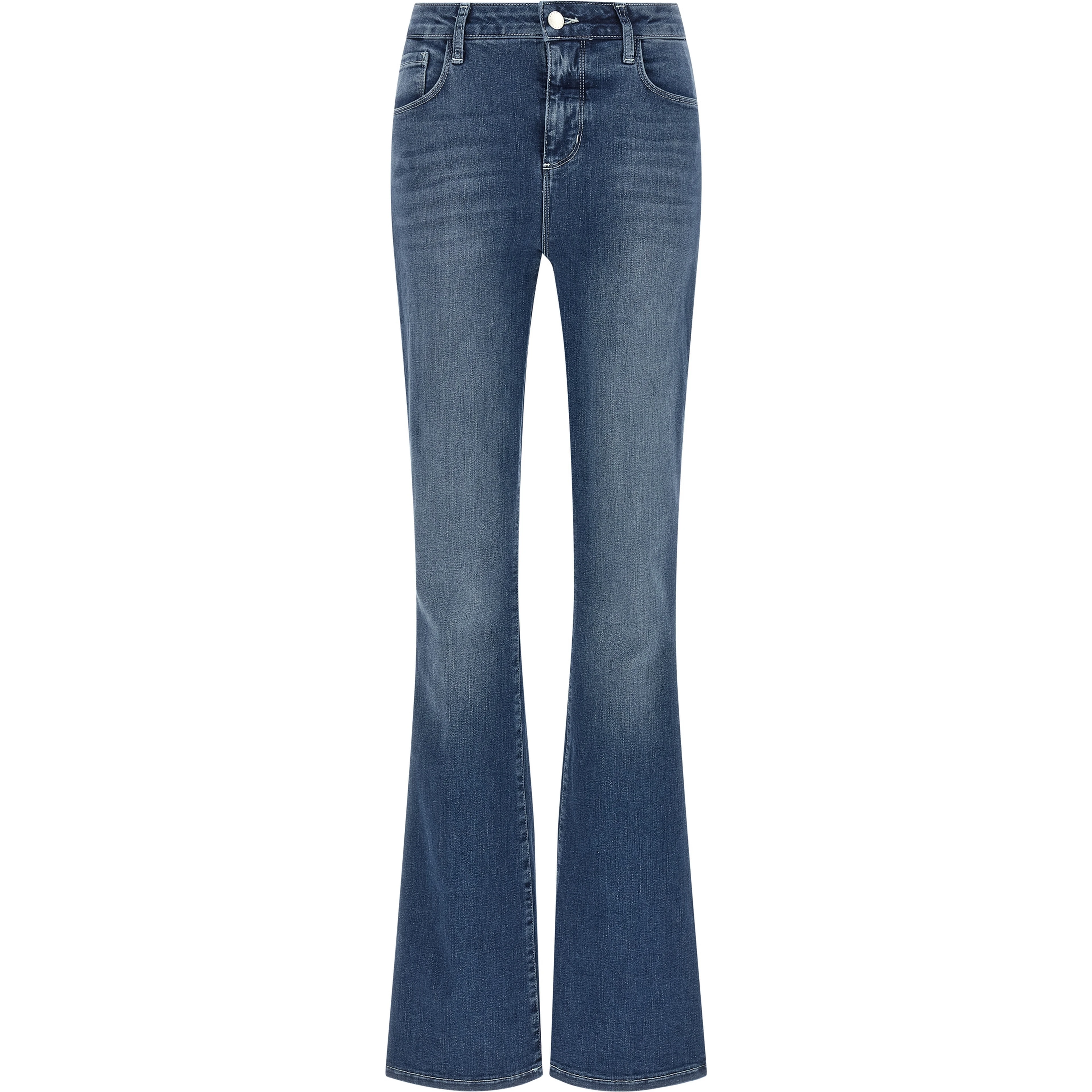 Blue Cotton Flared Jeans