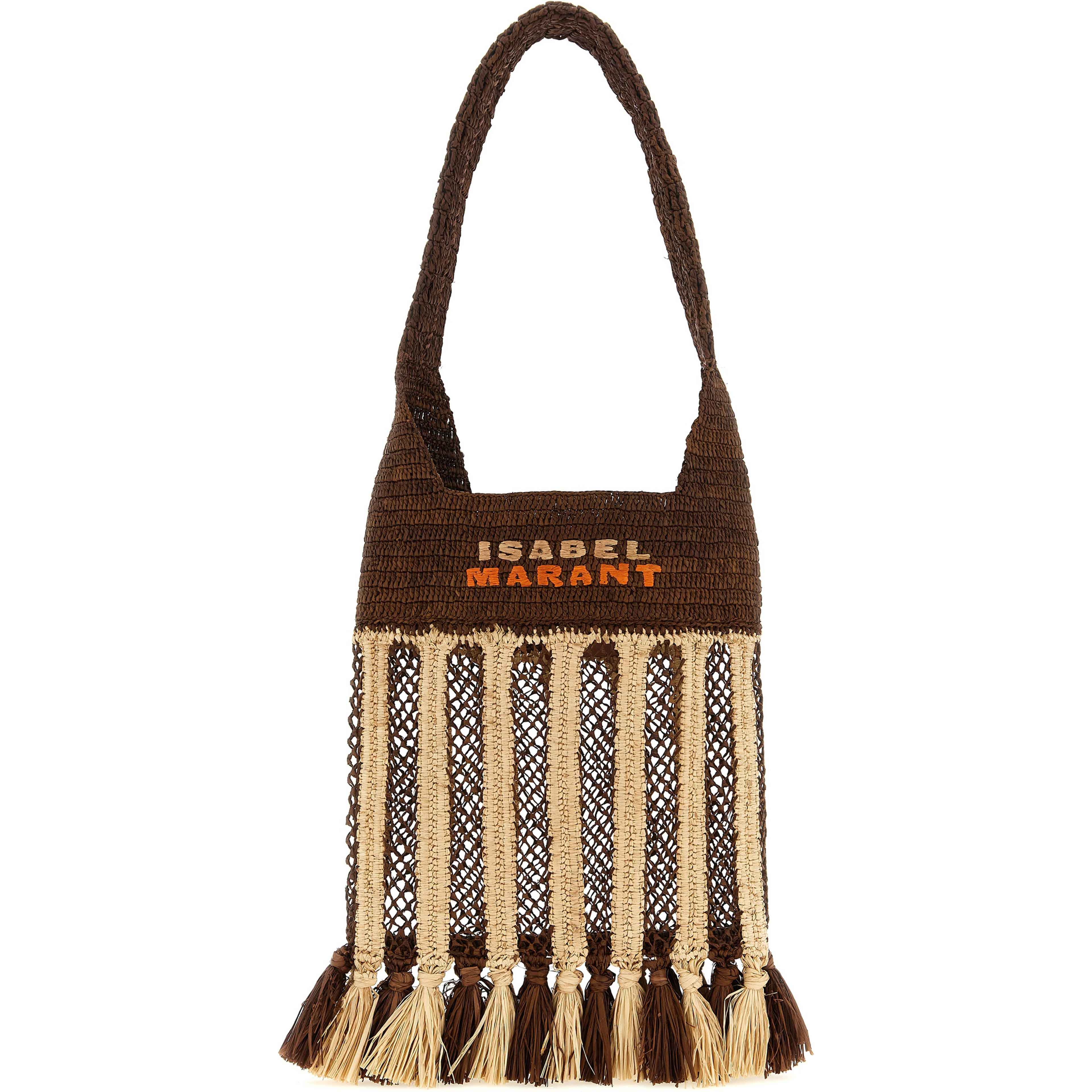 Brown Raffia Shoulder Bag