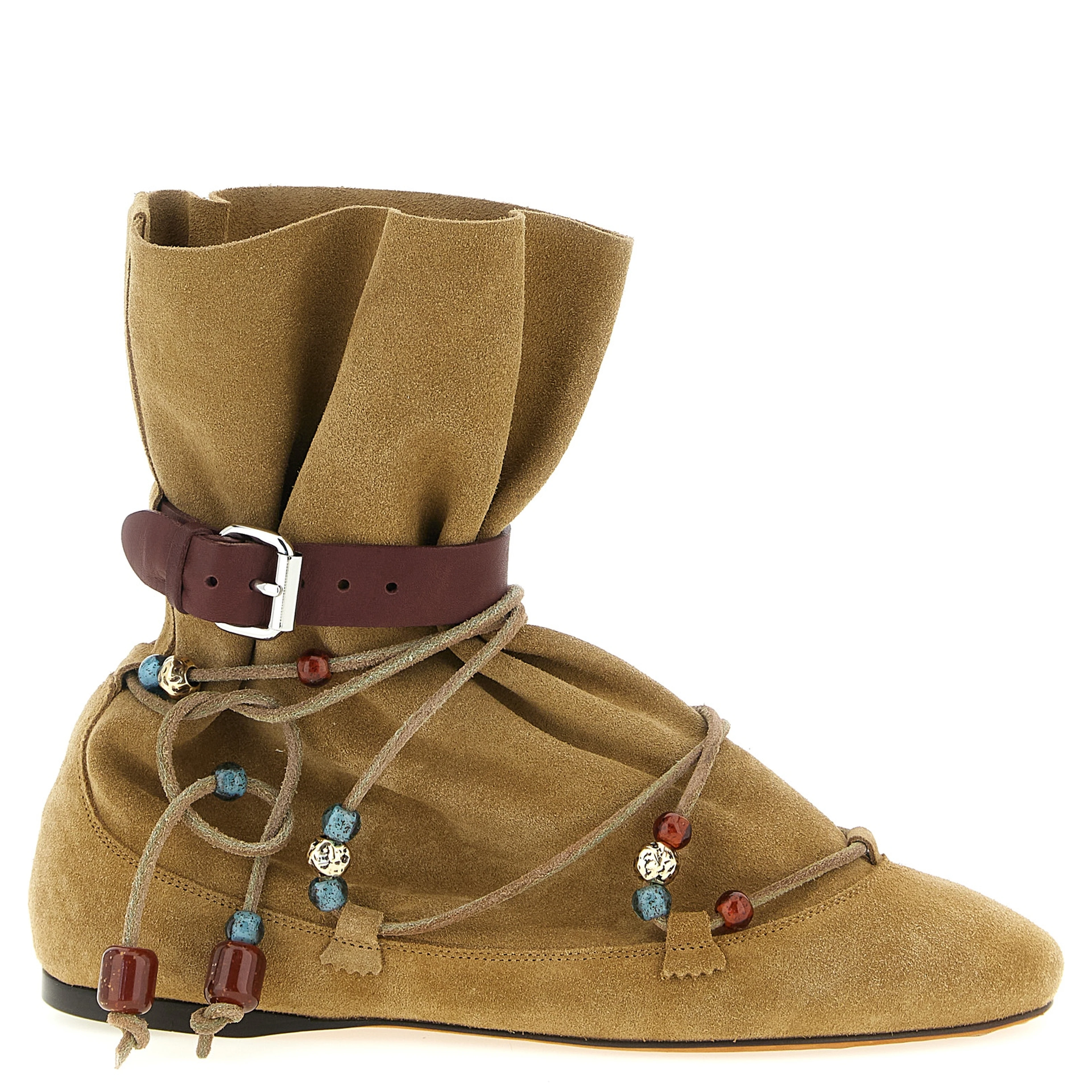 Beige Calfskin Ankle Boots